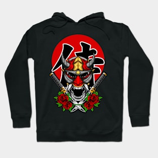 Silver Red Hannya Mask Hoodie